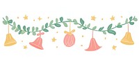 Memphis ribbon christmas garland illustration bells decorations.