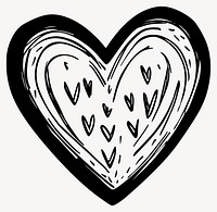 Doodle heart black white illustration vector