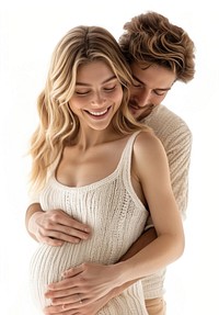 Happy pregnant woman being embraced by her husband photo photography expecting.