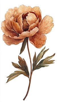 Aesthetic peony flower art nature illustration.