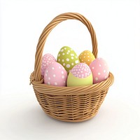 Eggs in the basket colorful pastel easter.