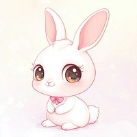 White easter bunny art illustration pink.