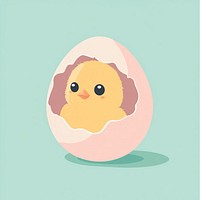 Cracked egg with a chick peeking out illustration yellow colors.