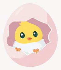 Cracked egg with a chick peeking out illustration animal yellow vector