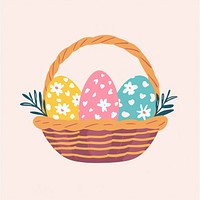 Basket eggs illustration colorful.