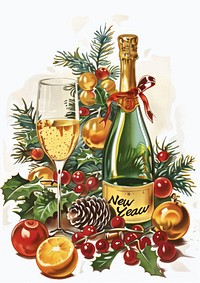 New year illustration bottle glass.