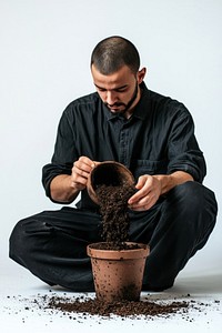 Soil man gardening plant.