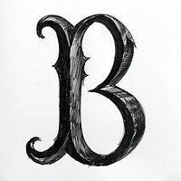 Blackletter Scripts letter B black gothic white.