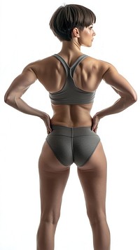 Fitness model woman back sportswear.