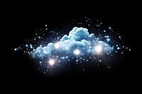 Cloud with a sparkle night sky illustration.