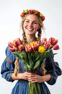 Dutch woman bouquet flower braids.