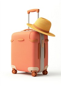 Luggage with summer hat suitcase accessory vacation.