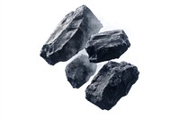 Floating rocks suspended background isolated coal.