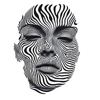 Human face line illusion element art black white.