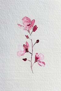 Tiny pink floral watercolor background flowers.