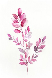 Tiny pink leaves leaf watercolor art.