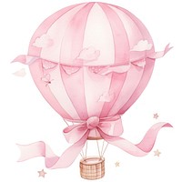 Coquette hot air balloon illustration watercolor ribbon.