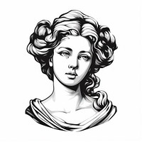 Young women antique Greek statue portrait woman illustration.