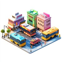 Public buses transportation isometric public.