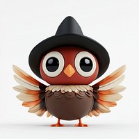 A cute brown turkey wearing a hat illustration cartoon halloween.