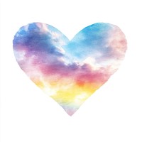 Heart evening pastel sky symbol clouds watercolor.