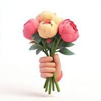 Hand holding flower bouquet flowers peonies peony.