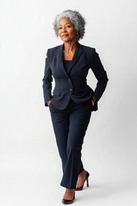 Senior African American woman suit professional portrait.