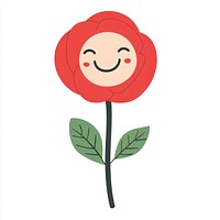 Cute smile rose flower illustration leaves green.