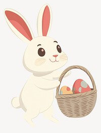 Cute bunny basket illustration rabbit vector