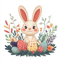 Cute bunny eggs illustration colorful.