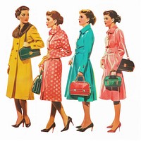 Woman collage cutouts women handbags vintage.