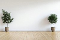 Empty room interior plants floor wood.