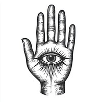 Hand has eye art illustration design.