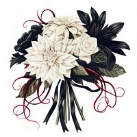 Gothic wedding bouquet illustration flowers dahlia.