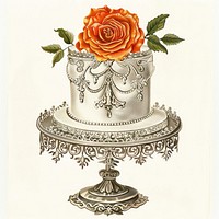 Gothic wedding cake rose illustration vintage.