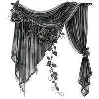 Gothic wedding curtains decorated vintage roses white.