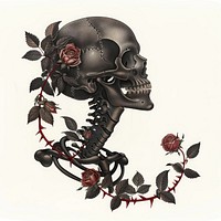 Gothic wedding skeleton head roses illustration gothic.