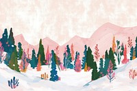 Snow forest border background nature trees.