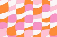 Funky checkers pattern orange pink tablecloth.