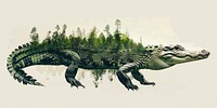 Crocodile with swamp forest illustration creativity alligator.