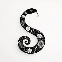 Chinese zodiac sign black snake art illustration floral.