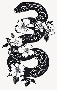 Chinese zodiac sign black snake pattern art illustration vector