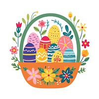 Easter basket eggs illustration decorated.