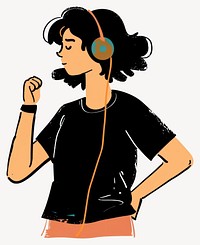 Women dancing wearing headphone woman headphones headset vector