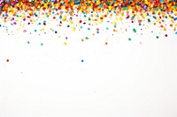 Rainbow confetti border background white white background.