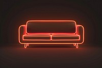 Mid century modern sofa neon background furniture.