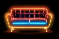 Mid century modern sofa neon furniture illustration.