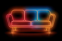 Mid century modern sofa neon furniture lighting.