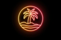 Coconut tree neon icon sign.