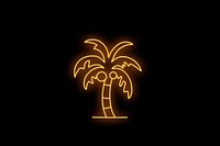 Coconut tree background neon icon.